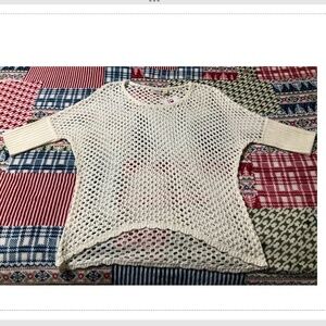 NWT ladies L Buckle Daytrip white open stitch pullover 3/4 sleeve